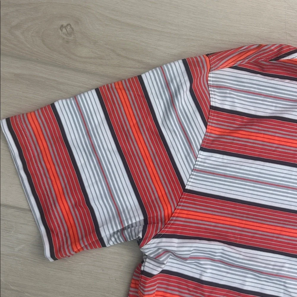 Nike Red and White Striped Polo Shirt